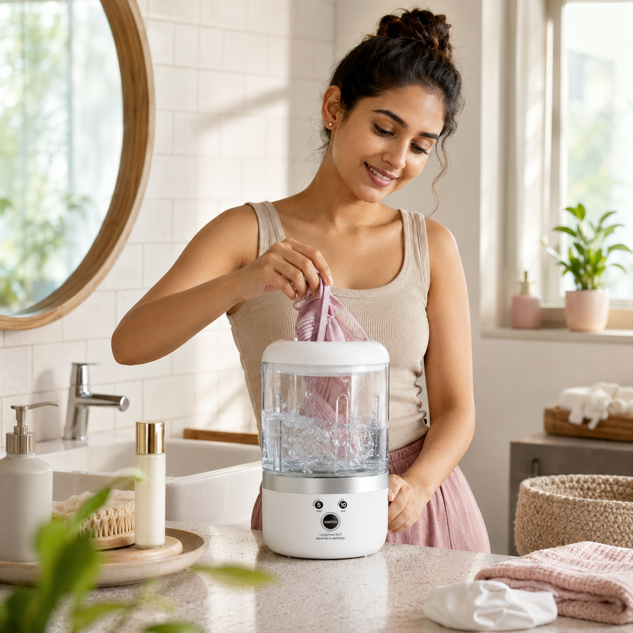 WashGo Mini Portable Washing Machine – 5-Min Quick Clean for Innerwear, Socks & Baby Clothes
