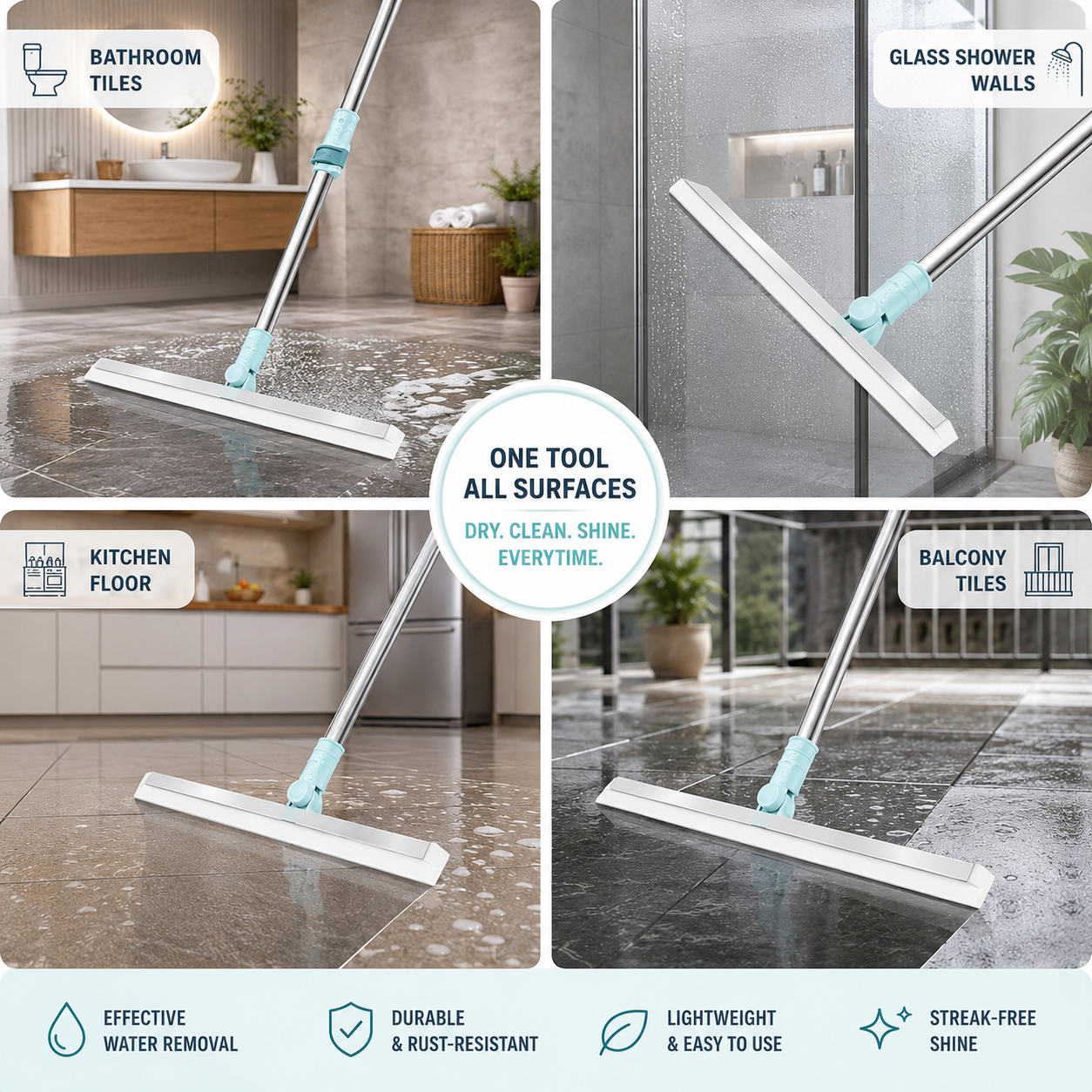 Streak free floor wiper